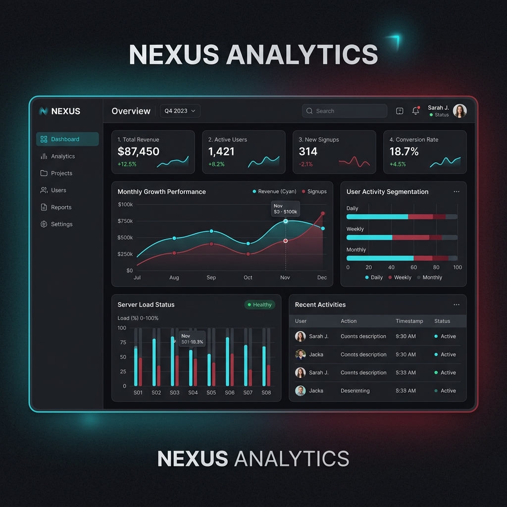 GlowDigit Premium Web UI Dashboard Mockup